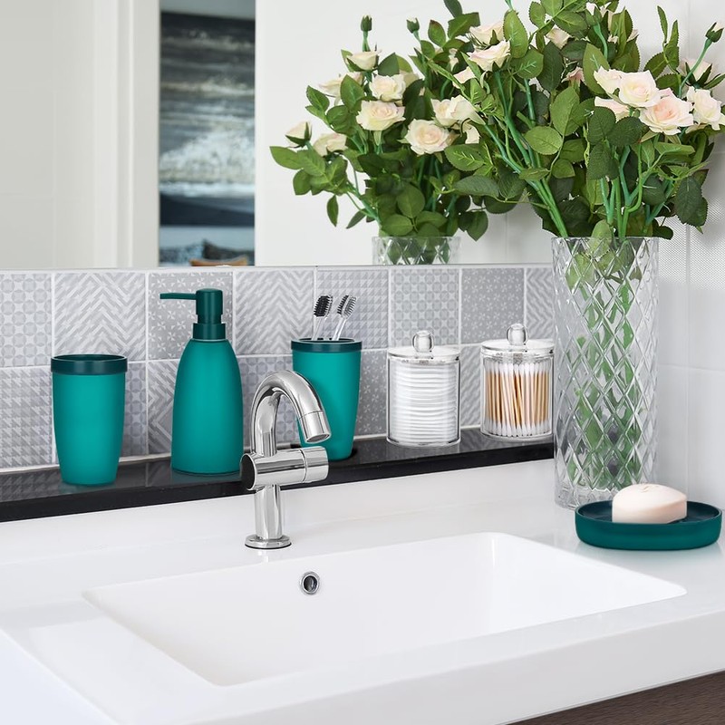 OTOSTAR Bathroom Accessory Set 8 Pcs Blue Bathroom Accessories Set