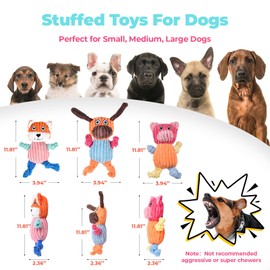 Y-blue 3pcs Dog Squeaky Toys, Plush Stuffed Puppy Chew Toy, Plush Toys Assortment Bundle for Small Medium Large Dogs, Dog Toys to Keep Them Busy (Dog&Fox&Pig)