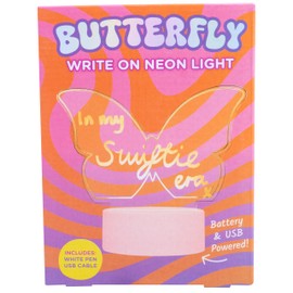 Fizz Creations Butterfly Write On Neon Light. USB-Powered Write a Message, Draw Fun Designs. Wipe Clean. Included USB Cable.