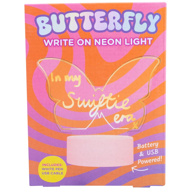 Fizz Creations Butterfly Write On Neon Light. USB-Powered Write a