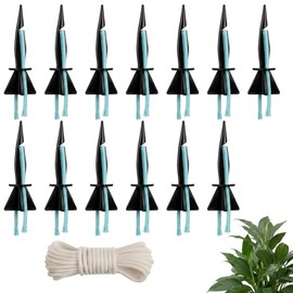 12 Pack Self Watering Spikes for Indoor Plants, Plant Watering Spikes with 9 Meter Cotton Rope, Self-Watering Stakes for Outdoor Plants, Garden Watering Spikes to Water Plants While Away