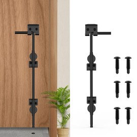 AHYYN 18" Cane Bolt Heavy-Duty Drop Rod for Gate, Heavy Duty Gate Latch for Wooden Fence Metal Gates, Vinyl Fence Gate Land Latch, Floor Latch for Fixing Door to The Ground, Black Coating, 1 Pack