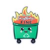 Pack of 2 Bin Fire Fridge Magnet, Emotional Dumpster Fire
