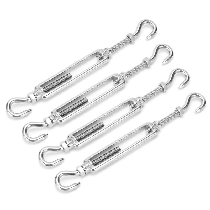 4Pcs Hook to Hook Turnbuckle Stainless Steel Hardware Kit for