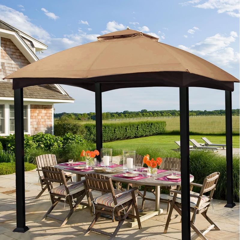 Gazebo Canopy Top Replacement 10x12 Canopy Cover 2 Tier Brown，Replacement