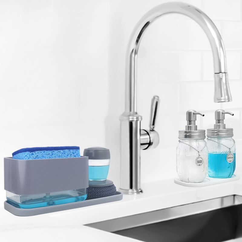 Dish Soap Dispenser with Sponge Holder for Kitchen Sink -4