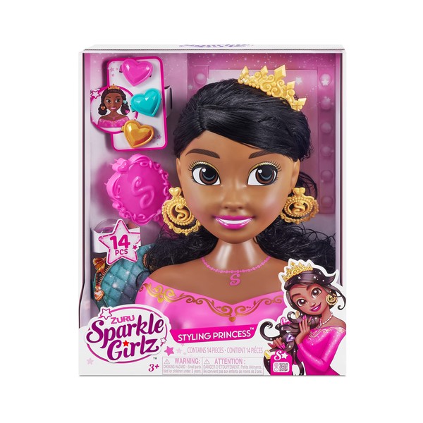 Zuru - Sparkle Girlz - Hairdressing Head and Accessories - Brown - A Princess Hairdressing Head in Glamour Look - From 3 Years - 100499