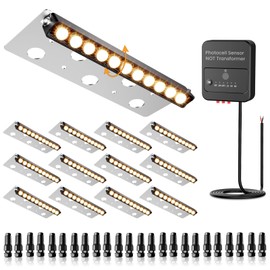 ZZXX 8 Inch Retaining Wall Lights 5W LED Hardscape Lighting 2700K 12-24V Low Voltage Step Light with Photocell Sensor IP68 Waterproof Paver Lights Outdoor for Deck Fence Patio Walls Stairs,12 Pack