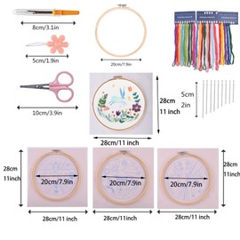 Beginners Embroidery Stitch Practice kit, 4 Sets Embroidery Starter Kit to Learn 30 Different Stitches for Craft Lover Hand Stitch with Embroidery Fabric,Learn Embroidery Skill (Rainbow Animal)