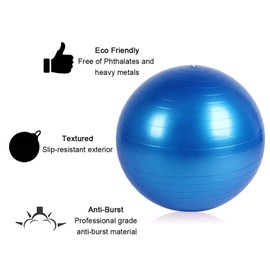 STOROMO Exercise Ball (45cm-95cm),Yoga Ball,Yoga Ball Chair, Extra Thick Anti Burst,for Pilates Balance Stability Workout,Pregnancy Birthing and Physical Therapy(with Quick Pump) (55cm/21.6in, Blue)