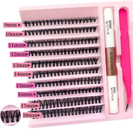 40D Lash Extension Kit 200 Pcs Lash Clusters DIY Individual Lashes Eyelash Extension Kit D Curl Volume Cluster Lashes Wispy with Long Lasting Lash Bond and Seal and Lash Tweezers Makeup Cosmetic Eyelashes Extensions Salon