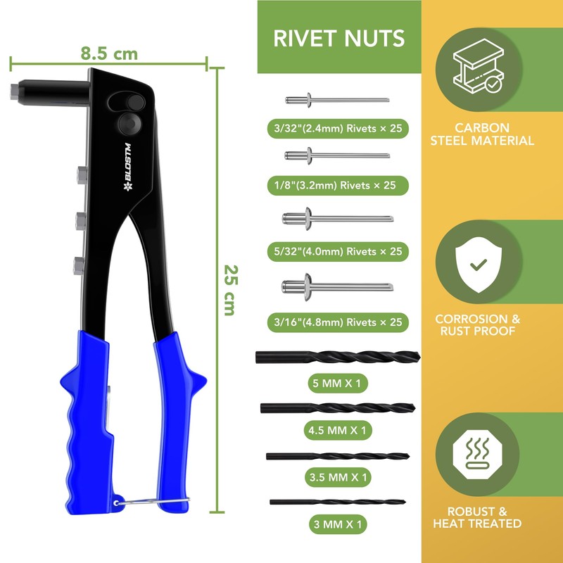 BLOSTM Pop Rivet Gun Set - 100 PCS Pop Rivets