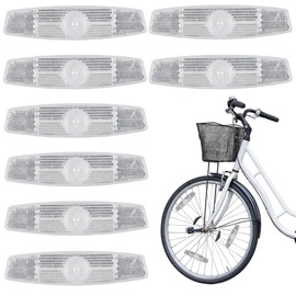 CHDZSW Pack of 8 Bicycle Reflectors Spoke Reflectors Cat Eye Reflector for Road Bike MTB Trekking Bike & Children's Bicycle to Improve Night Travel (White)