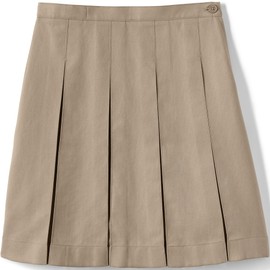 Lands' End Uniform Box Pleat Skirt Below The Knee Khaki Kids 16