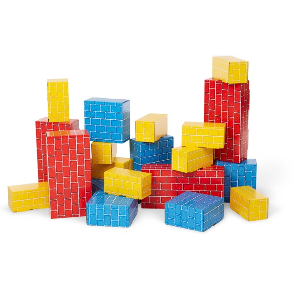 Melissa & Doug Jumbo Extra-Thick Cardboard Building Blocks - 40 Blocks in 3 Sizes, Cardboard Pretend Brick For Building