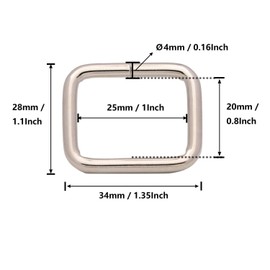 BIKICOCO Metal Rectangle Ring Buckles Square Strap Webbing Belt Rings for Bag Purse Non Welded 1 x 3/4 Inch, Silver, Pack of 30
