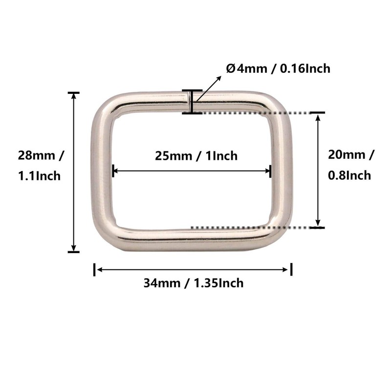 BIKICOCO Metal Rectangle Ring Buckles Square Strap Webbing Belt Rings