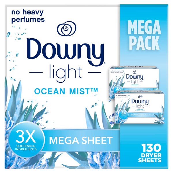 Downy Downy Light Mega Dryer Sheets, Fabric Softener Dryer Sheets,