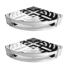 NearMoon Bathroom Shower Caddy 2 Pack, No Drill 304 Stainless Steel Shower Organizer with 2 Hooks (Corner Shelf, Chrome)