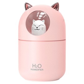 Humidificador pequeño  aroma en forma gato 300 ml para aceites esenciales  Humidificadores compactos silenciosos con luz nocturna para habitaciones,  