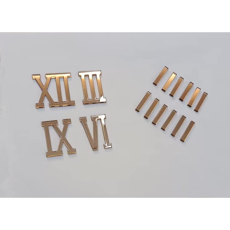 Yuxuanish Rose Gold Roman Numerals (4cm) & Dashes (3cm) for