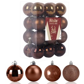 Christmas Baubles, 24 Pcs Xmas Baubles 6cm Christmas Decorations Hanging Christmas Balls Shatterproof Christmas Ornaments for Christmas Tree Home Festival Decoration(brown)