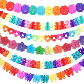 Pack of 6 Paper Garland, Colourful Garland Paper, Birthday Garland, Wedding Garland Paper, Paper Garland, Party Garlands for Wedding, Birthday, Carnival Party
