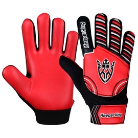 Keeperking Goalkeeper Gloves Children, Boys and Girls, Junior Football Gloves Football Player Gloves for Boys Goalkeeper Gloves (4, Red/Black/Red)