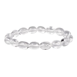 Justinstones Natural Clear Quartz Crystal Healing 8mm Freeform Pebble Bead Stretch Bracelets Reiki Yoga Anxiety 6.5 inch