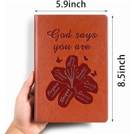 Christian Gifts Leather Notebook Bible Verse Faith Religious Writing Notebook for Women Men Religious Inspirational Christian Gift for Friends Family (God says you are)