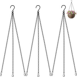 3 Pack 25.5 Inch Hanging Basket Chain, Black Hanging Chain with Hooks for Hanging Bird Feeders, Billboards, Chalkboards, Basket, Planters, Lanterns, Wind Chimes and Decorative, Indoor Outdoor Use