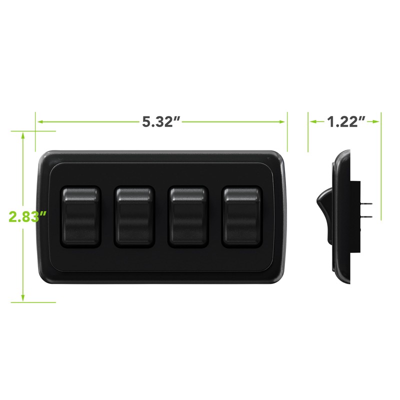 Leisure LED Contemporary Quadruple SPST On-Off Switch with Bezel, 12-Volt,