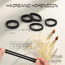 200 Pcs Black Hair Ties No Damage, Soft Ouchless Elastic Hair Ties, Nylon Seamless Hair Tie for Women and Girls, Sturdy Ponytail Holders for Thick and Curly Hair, No Damage Hair Bands for Thin Hair
