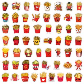 Cute French Fries Stickers for Kids,55PCS Cartoon Food Decals for Water Bottles Laptop Phone Guitar Skateboard Hydroflasks French Fries Vinyl Sticker Waterproof Aesthetic Trendy Decals