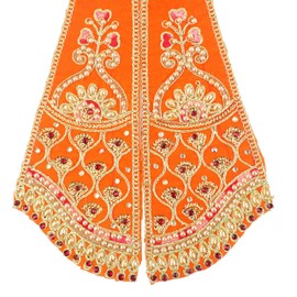 Decorative Ganesh Dupatta Puja Cloth Chunari, Pooja Chunar (Size:-30" x 5") Pooja Items Articles for Indian Traditional Navratri Festival Decoration for Statue Frame Idol Temple(Colour:- Orange)