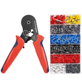Hexagonal Crimping Pliers Set, Ferrule Crimping Tool Set with 1200 Pieces Wire End Ferrules, Insulated Terminals, Ratchet Crimping Tool for (0.25-10mm²) Electrical Wire Connectors