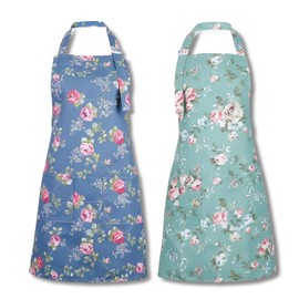 ClcIosis Set of 2 Women's Cooking Aprons, Comfortable and Durable and 2 Styles, Suitable for Kitchen, Garden and BBQ Apron, Flowers Apron