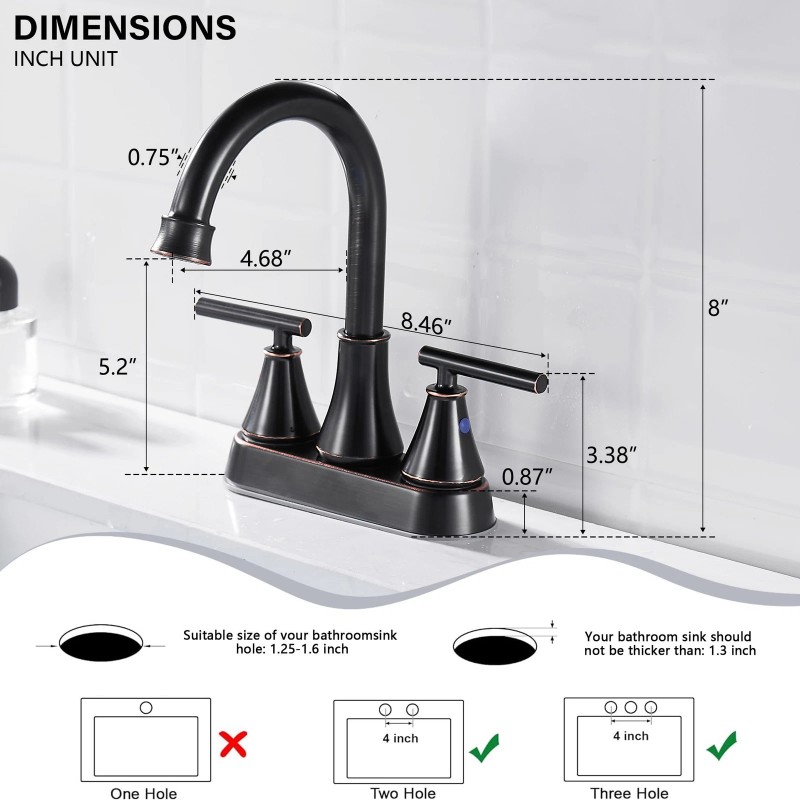 Fransiton Bathroom Sink Faucet 4 Inch 2 Handle Centerset Oil