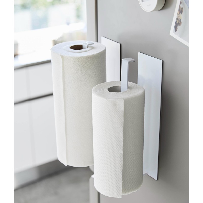Yamazaki 5216 Magnetic Kitchen Paper Holder, Wide, White, Approx. W