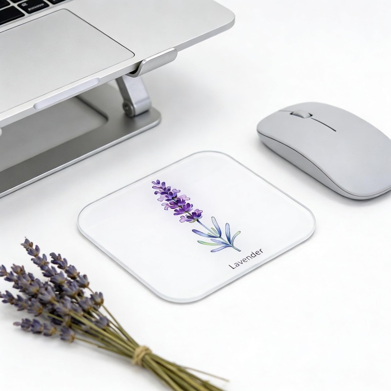 Watercolor Botanical Acrylic Coasters, Double-Sided UV Printed, CNC Polished Edges,