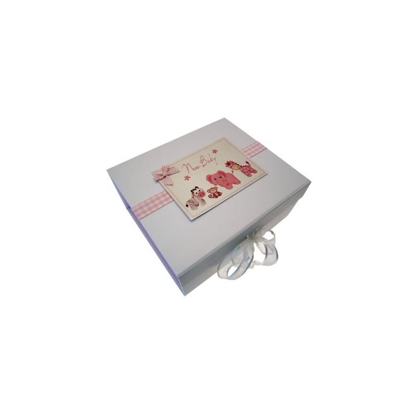 White Cotton Cards New Baby, Small Keepsake Box, Pink Toys
