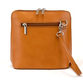 Small Vera Pelle Handbag Genuine Leather Cross Body Bag for Women Italian Mini Shoulder Bag Highquality Strap (Tan)