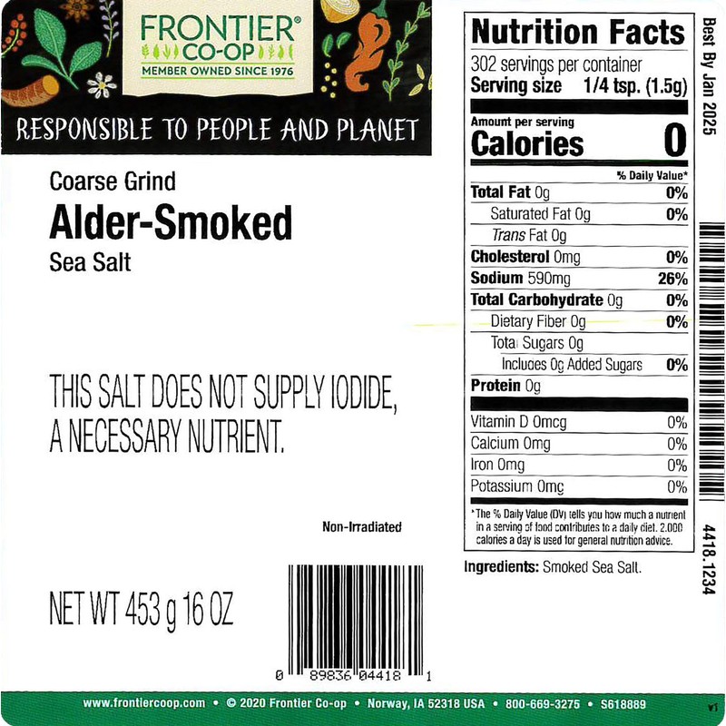 Frontier Co-op Salt, Alder Smoked, Coarse Grind | 1 lb.
