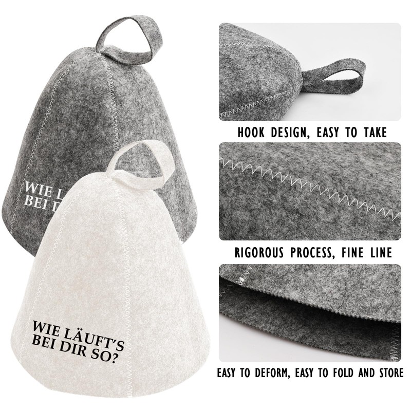 Sugeru Pack of 2 Felt Sauna Hat, Ideal Sauna Hat