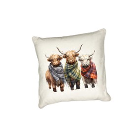 Anonymous Gifting Highland Cows in scarves printed cushion cover - perfect for Highland Cow lovers