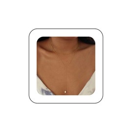 Iaceble Boho Layered Pearl Pendant Necklace Pearl Y Lariat Necklace Gold Pearl Y Necklace Long Pearl Drop Necklace White Pearl Necklace Jewelry for Women