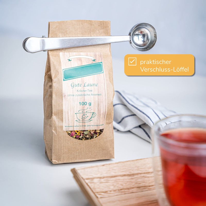 bremermann Coffee Spoon with Locking Clip and Stainless Steel Tea