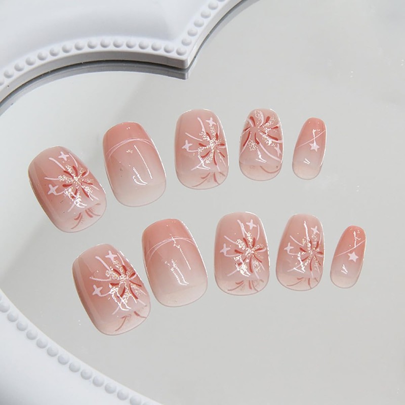 Gloss & Go 24 Reusable Artificial Fake Nail Set| Peach