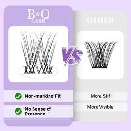 B&QLASH Lash Clusters- Invisible Band Eyelash Clusters 8- 16Mix C Curl Widespan Spikes Cluster Eyelash Extensions Ultra-Thin & Soft Band PestañAs Postizas Naturales Wispy Lash Cluster Diy at Home（Fairy）