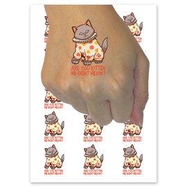 Are You Kitten Me Right Meow Clown Cat Temporary Tattoo Water Resistant Fake Body Art Set Collection - 15 2" Tattoos (1 Sheet)